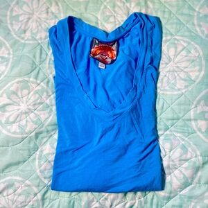 Johnny Was Stretchy Blue V Neck Shirt